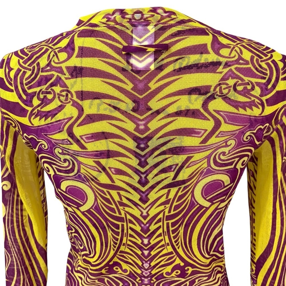 Jean Paul Gaultier Soleil Mesh Long Sleeve Cardigan Button Front Cropped Large - Picture 6 of 13
